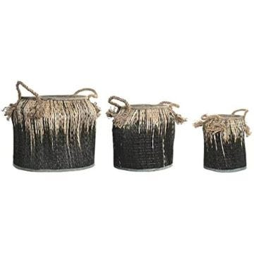 Ensemble de paniers - DKD Home Decor - Standard - Noir - Rotin - 44x44x48 cm