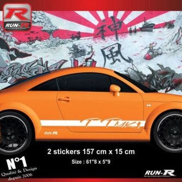 2 stickers bas de caisse style Porsche pour Audi TT MK1 - Blanc