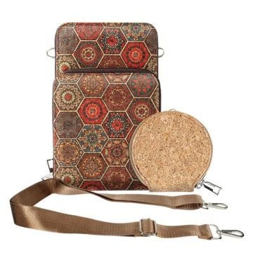Sacoche - AVIZAR - Liège - Triple Poche Zip - Motif Hexagonal - Multicolore