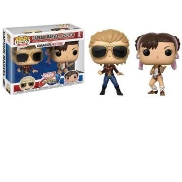 2 Figurines Funko Pop! Marvel VS Capcom : Captain Marvel VS Chun-Li