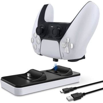 Station de Recharge Portable pour Contrôleur PS5, Chargeur double pour contrôleur PS5 avec 2 ports de charge amovibles de type C, B