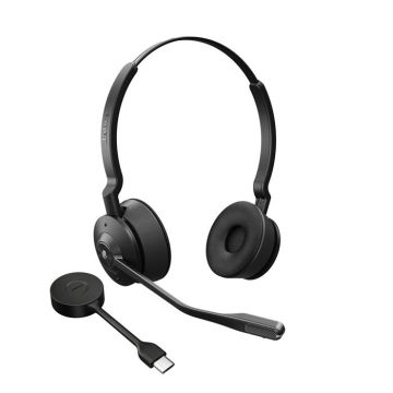 Micro-casque JABRA Engage 55 Stereo - Sans fil - Sur-oreille - Suppresseur de bruit actif - Optimisé pour Teams