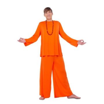 Déguisement disciple orange homme - M / L - Costume complet en polyester avec collier en perles rouges