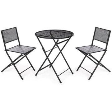 Ensemble de table Ibergarden - Noir - Jardin - 2 places - Métal - Contemporain