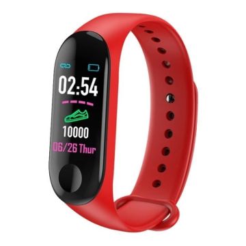 Bracelet Connecté Android iOs Montre Fitness 0.96 Pouce Bluetooth IP67 Rouge YONIS