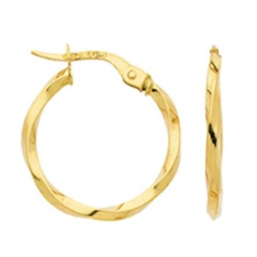 Boucles d'oreilles femme - Brillaxis - Boucles d'oreilles créoles torsadées or jaune 15 mm - Couleur de la matière:Jaune