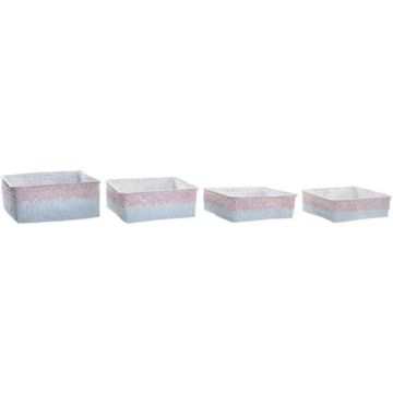 Jeu de paniers - DKD HOME DECOR - Standard - Rose - Polyester et fibre - 26 x 26 x 9 cm