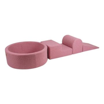 MeowBaby® Parcours Motricité 3 éléments avec Piscine à Balles 90x30cm, Boucle Rose: Sans Boules