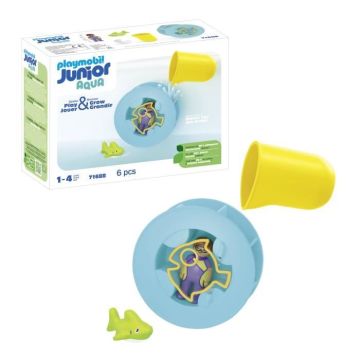 PLAYMOBIL Junior 71688 Roue aquatique avec bébé requin Comprend un personnage, un bébé requin et une roue aquatique - Dès 1 an