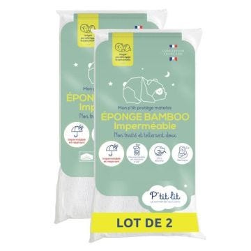 P'tit Lit - Lot de 2 - Protège Matelas Bébé Bamboo 70x140 cm | Alèse Imperméable - Sans traitement chimique - Oeko Tex®