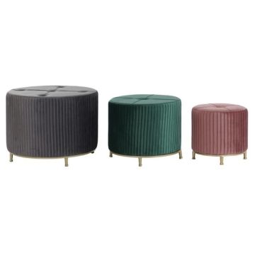 Repose-pied en velours - Bois MDF - Blanc