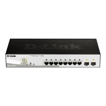 Switch DLINK DGS-1210-08P/E - 8 ports 10/100/1000 Mbit/s - 2 ports SFP - Conforme à la norme IEEE