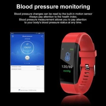 Montre Intelligente Fitness 2019 - Fréquence Cardiaque Tracker Activité - Android iOS étanche IP67 - ROUGE