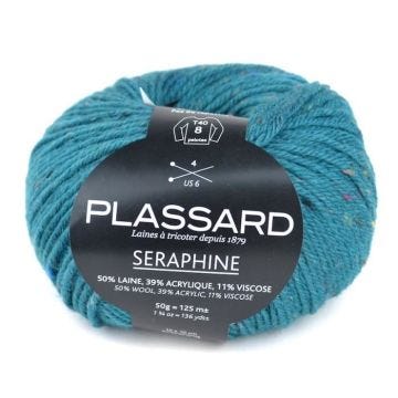 Laine - PLASSARD - Intemporel 22 - Tweedé - Couleur turquoise moucheté - Fabriqué en Italie