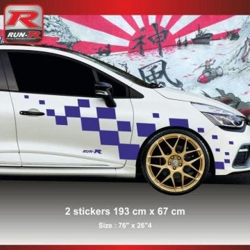 Sticker damier pour aile avant RENAULT CLIO RS - ADNAuto - Lot de 2 autocollants inclus