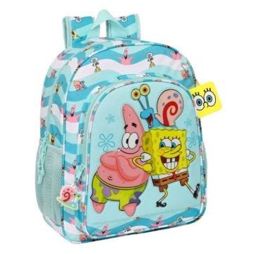 Cartable - Spongebob - Stay positive - Bleu Blanc - 32x38x12 cm - Rembourrage ergonomique