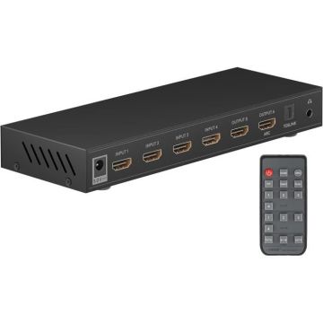 Commutateur matriciel HDMI 4 sur 2 avec télécommande goobay 58478