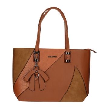 Sac cabas imprimé serpent et suédine - Gallantry Paris - Marron