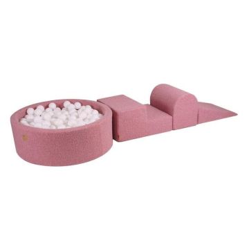 MeowBaby® Parcours Motricité 3 éléments avec Piscine à Balles 90x30cm, Boucle Rose: Blanc