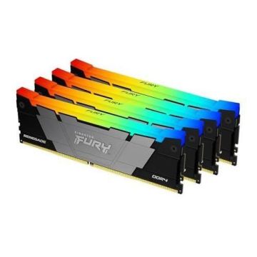 Mémoire RAM KINGSTON 64GB DDR4 DIMM Kit4 FURY Ren RGB - Quad Channel - 3600 - 1.35V - Rouge