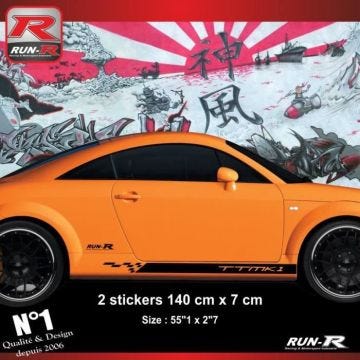 2 stickers bas de caisse design pour Audi TT MK1 - Noir