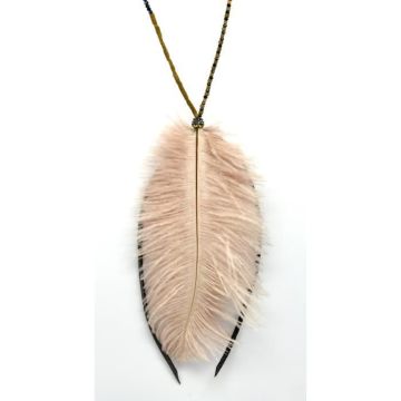 Collier sautoir - Plume d'autruche - Rose - Christina Brampti