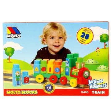 Jeu de construction - Molto - 122014 - Train de Blocs - 28 pièces - Multicolore