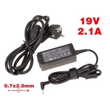 Alimentation pour PC Portable 19V 2.1A Embout 0.7x2.5mm - Equivalent EeeePC 1015PEM 1015PN 1201K 1001PX-EU27-BK 1015PEB