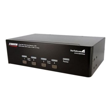 Commutateur KVM USB et double écran DVI/VGA à 4 ports avec audio et hub USB 2.0 - STARTECH.COM - SV431DDVDUA