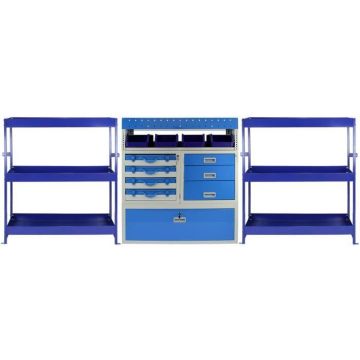 Rayonnage Monster Tempest à étagères en métal et tiroirs en acier pour véhicule utilitaire