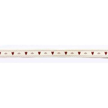 Ruban en coton - MÉGACRÉA - Cœurs rouges - 1,5 cm - 2 m - Idéal pour vos créations
