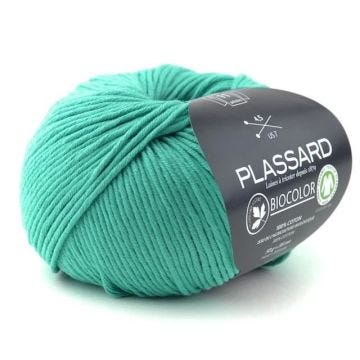 Fil à tricoter - PLASSARD - BioColor 21 - 100% coton bio - Couleur turquoise - Fabriqué en Italie