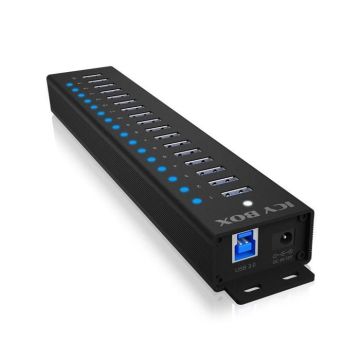 Hub USB - ICY BOX - 17 Ports - USB 3.2 Gen 1 - Charge USB - Bloc d'alimentation 96 W