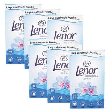 SHOP-STORY - LENORLING_6x : Pack de Lingettes Assouplissantes LENOR Bleu Fraîcheur d'Avril - 204 lavages