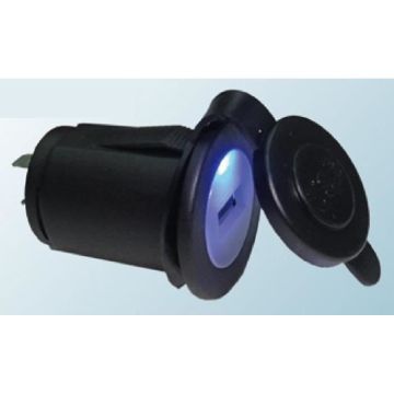 Alimentation Allume-cigare/USB - 5V/2.1A - Clapet/LED - Noir - ADNAuto