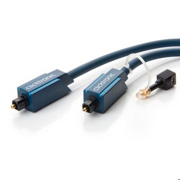 Cordon Audio TOSLINK - CLICKTRONIC - 10070370 - 5 m - Adaptateur Jack 3,5 mm - Noir/Bleu