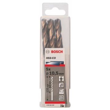 Bosch 2608585900 Foret à métaux rectifié HSS-Co standard DIN 338 10 5 mm 5 pièces