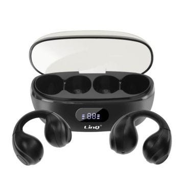 Écouteurs Bluetooth Conduction Aérienne Sans Fil Design Clip On Micro LinQ Noir