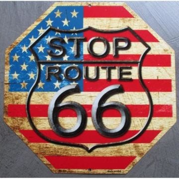 plaque route 66 usa stop drapeau americain usa tole diner us