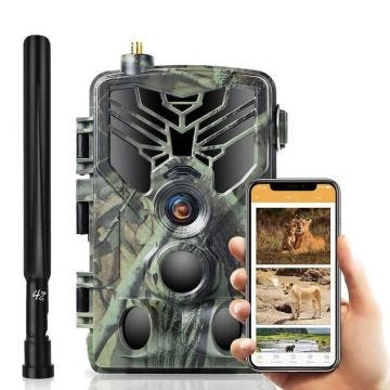 Caméra de Chasse à Batterie 5000 Mah 4G 4K 30MP App Android iOs Avec Panneau Solaire + Chargeur + 1 Batterie + SD 32Go YONIS