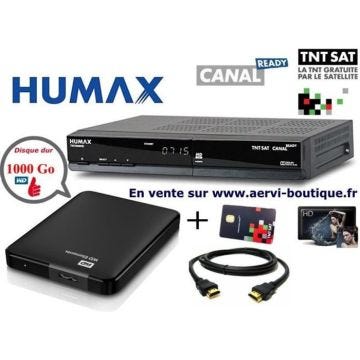 Pack Récepteur TNTSAT Humax TN7000HD PVR avec Disque Dur Externe 1 Téra