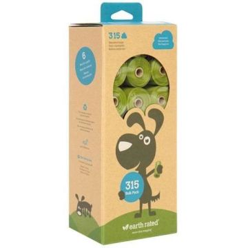 Sacs à déjections - Earth Rated - 21 Rouleaux x 15 Sacs - Sans Parfum - 315 Sacs - Compatible Distributeurs