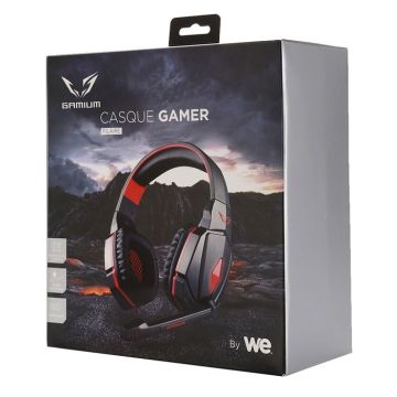Casque Gamer - Gamium - Noir/Rouge - Filaire - Circum-aural - Micro omnidirectionnel