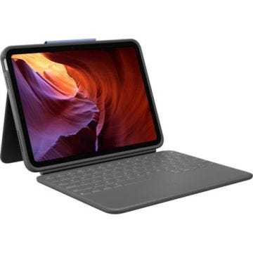 Logitech Rugged Folio - Clavier et étui folio - Connecteur Apple Smart - QWERTZ - Allemand - graphite - pour Apple iPad Wi-Fi 10,2