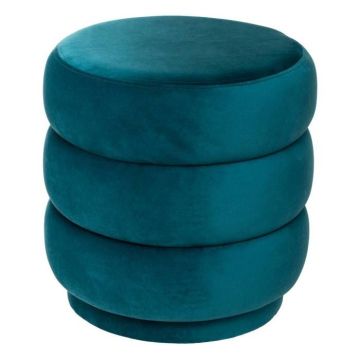 Pouf "Sinan" bleu canard en velours - Bleu canard - Atmosphera createur d'interieur