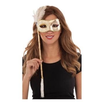 Masque vénitien avec poignée et stylo - DisfraZZes - Taille unique - Multicolore