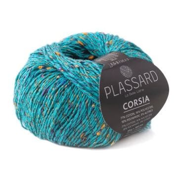 Fil crochet et tricot - PLASSARD - Corsia Turquoise 21 - Coton, Polyester, Polyamide - Aiguilles 2,5 et 3