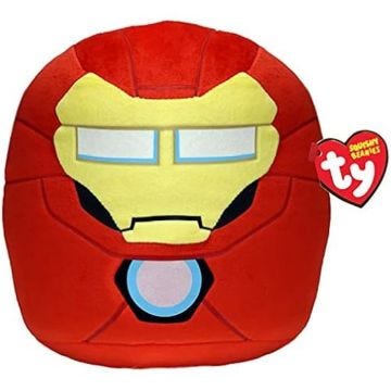 Coussin Iron Man TY - Marvel Squish a boos - 35 cm - Rouge, Jaune