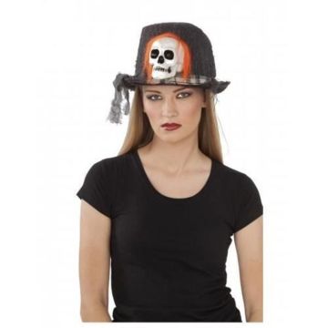 Chapeau tête de mort - Accessoire de déguisement - Adulte - Noir/Gris/Blanc/Orange