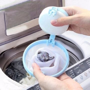 SHOP-STORY - Filtre Attrape-Poils Anti-Peluches - Boule Flottante Réutilisable pour Machine à Laver - Bleu